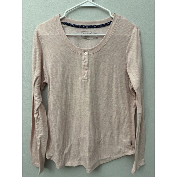 Eddie Bauer Sleepwear Womens Top Henley Scoop Waffle Knit Long Sleeve Gray M - Picture 1 of 6